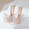 Unique Square Drop Earrings for Women Rose Gold Color Shiny Zircon Accessories Ethnic Jewelry - Image 3