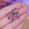 Purple Zircon Flower Stud Earrings for Women Elegant Crystal Leaf Tassel Dangle Earrings Jewelry Gifts - Image 7