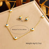 316L Stainless Steel Pearl Butterfly Flower Golden Necklace Earrings For Womens Party Gift Jewelry Set - Image 4