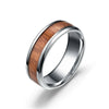 Stainless Steel Wood Grain Inlaid Rings For Men Retro Domineering 8mm Knuckle Jewelry Ring Boyfriend Party Gifts - Image 5