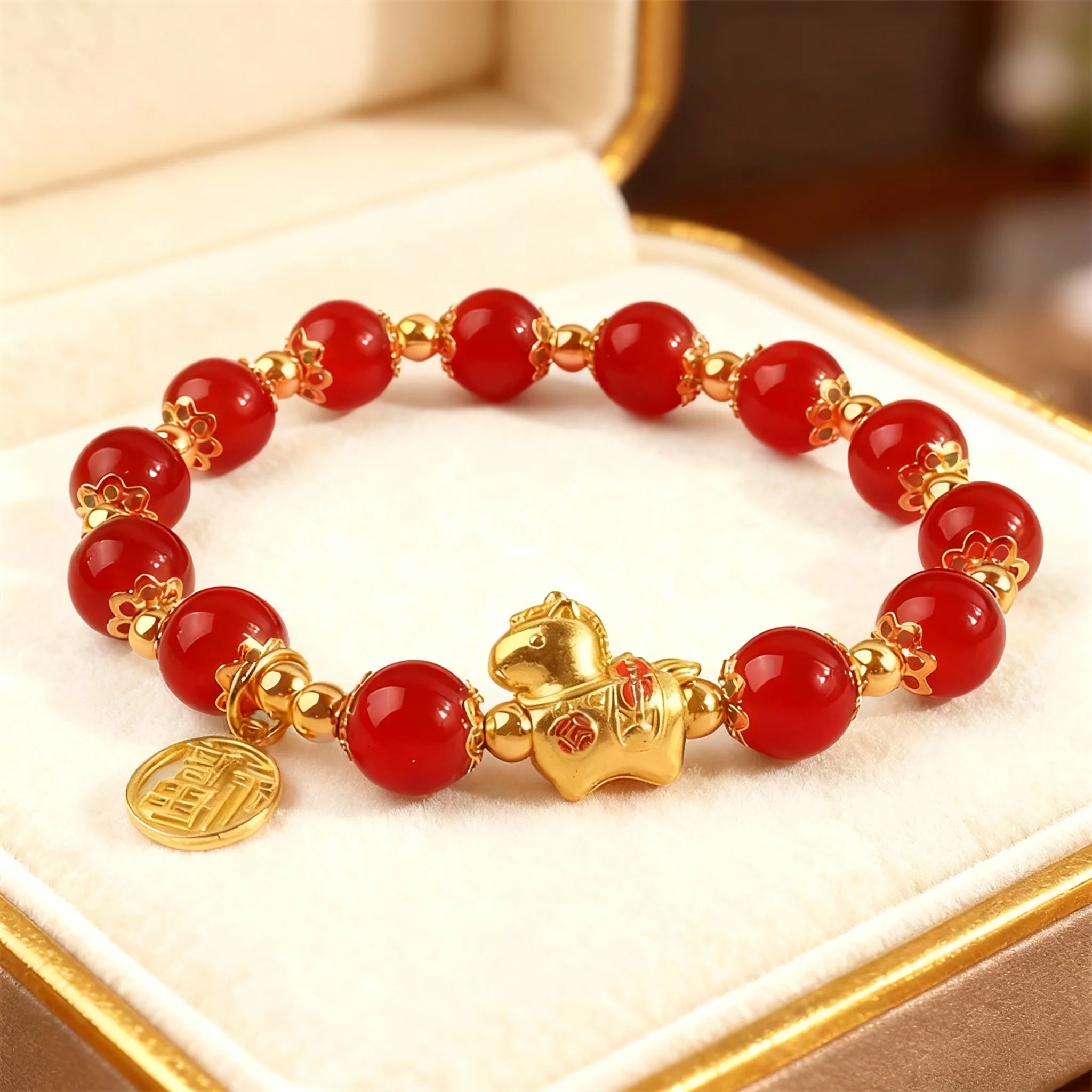 Chinese Style Horse Year Bracelet for Women Men Simple Handmade Beaded Stretch Bracelet Lucky Friendship Jewelry Gifts - Image 1