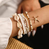 7 Pcs Stackable Starfish Pendant Bracelet Set with Mini Seed Beads Handcrafted Beach Jewelry for Women - Image 2