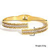 316L Stainless Steel Bangle Bracelet with Cubic Zirconia Details in Gold-Tone - Image 14