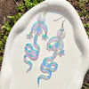 Kuguys Iridescent Acrylic Moon Snake Earrings Dangling Vintage Long Women's Holography Jewelry Accessories - Image 1