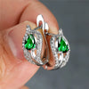 Cute Water Drop Stone Hoop Earrings Multicolor Zircon Crystal Leaf Earrings Charm Silver Color Wedding Earrings For Women - Image 1