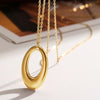 Stainless Steel Delicate Hollow Arc Circle Geometric Pendant Necklace Female Minimalist Commuter Long Necklace - Image 5