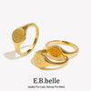 Creative Eagraved Facial Expression of Moon Sun Star Gold Plated Ring Stainless Steel Godness Signet Ring - Image 2