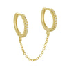 Gold Silver Color Plated Double Hole Link Chain Circle Hoop Earrings Zircon Star Lightning Eye Pendant Huggie Piercing Earring - Image 10