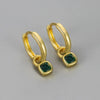 Green Square Zircon Drop Dangle Earrings Hoop For Women Girl Jewelry Accessories Gift Party Holiday - Image 2