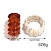 Vintage Acrylic Amber Elastic Geometric Bracelets Bangles for Women Stretchy Resin Big Cuff Bracelet Jewelry - Image 2