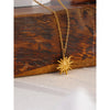 Stainless Steel Golden Casting Sun Pendant Necklace Simple Metal Texture Jewelry for Woman - Image 6