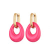 Hollow Oval Resin Acrylic Candy Color Pendant Hoop Earrings For Women Gold Color Stainless Steel Ear Buckle Female Jewelry - Image 1