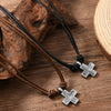 1 Piece Women and Men Retro Woven Cross Pendant Necklace Rope Leather Necklace for Women - Image 2