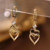 Double Layers Heart Drop Earrings for Women Rhinestone Crystal Korean Bridal Wedding Earring Jewelry - Image 1