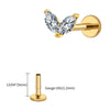 Titanium Tiny Double Marquise CZ Labret Stud Earring 16G Heart CZ Cartilage Helix Tragus Conch Piercing - Image 13