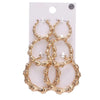 3 Pairs Gold/Silver Plated Bamboo Hoop Earrings, Chunky Circle Earring Set - Image 7