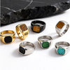 Stylish Square Stone Ring for Men, Stainless Steel Signet Ring,Birthday Party Gift for Him Dad - Image 1