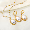 Imitaiton Pearl Heart Pendants Necklace Earring Sets For Women Stainless Steel Chain Necklace Bracelet Set Jewelry - Image 12