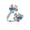 Colored Zircon Double Flower Rings For Women Gold Plated Stainless Steel Flower Opening Ring Wedding Aesthetic Jewelry Gift - Image 14