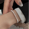 Silver Metal Bracelets for Women Men Beads Adjuatable Handmade Simple Bracelet Birthday Christmas Gift - Image 2