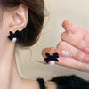 Korean Flocked Flower Pear Earings Jewelry Elegant Bowknot Rose Earrings for Women Stud Earrings Gifts - Image 6
