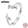Silver Cute Dachshund Dog Adjustable Rings for Women Open Animal Ring Family Jewelry Gift - Image 1