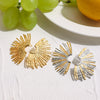 Personality Simple Geometric Fan-shaped Two-color Earrings Gold-plated Stainless Steel Jewelry - Image 5