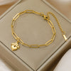 Heart Key Bowknot Charm Bracelet Stainless Steel Gold Color Double Layer Beads Chain Anklet Jewelry Gift - Image 2