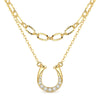 Lucky Horseshoe Necklace Silver Woman' Necklace Jewelry Anniversary Valentine Gift Double Layer Design Shiny Zircon - Image 2