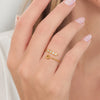 Four Zircons Heart Ring Stainless Steel Gold Color Open Finger Rings For Women Wedding Jewelry Gift - Image 3
