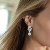 Silver Brilliant CZ Bridal Wedding Pearl Earrings for Women Bling Bling Drop Earrings for Women Jewelry - Image 5