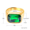 Rectangular Cubic Zirconia Stainless Steel Ring in Multiple Stone Colors - Image 16