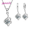 Silver Crystal Pendant Necklace Earrings Jewelry Set For Women Girls Wedding Engagement Jewelry - Image 1