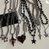Punk Rock Y2K Black Star Cross Red Heart Pendant Ghost Claw Choker Chain Necklace Men Women Goth Vintage Grunge Emo Accessories - Image 1