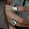 Silver Open Finger Ring Punk Heart Irregular Geometric Stackable For Women Girl Jewelry Gift - Image 5