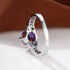 Purple Crystal Champagne Zircon Round Stone Rings For Women Classic Silver Color Wedding Band Engagement Jewelry Birthstone Gift - Image 4