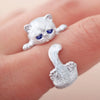 Cute Cat and Mouse Shape Open Ring for Women Antique Silver Color Modern Girls Finger Accessories Hip Hop Party Jewelry - Image 2