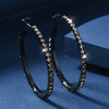 Elegant Sparkling Black Hoop Earrings with Clear Gemstones for Women Stylish Round Design Jewelry Gift Novelty Earrings - Image 1
