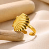 Seashell and Starfish Open Ring in 316L Stainless Steel Adjustable - Image 4