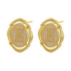 Enamel A-Z 26 Initial Letter Stud Earrings for Women Vintage Gold Plated Hollow Alphabet Oval Earrings Charm Jewelry - Image 8