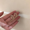 Gold Color Double Hoop Geometric Stud Earrings Sparkly Inlaid Rhinestone Earrings Female Light Ear Jewelry C - Image 4