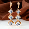 Rose Gold Color Engagement Earrings 12 Colors Birthstone Hoop Earrings Multicolor Zircon Long Dangle Earrings For Women Jewelry - Image 5