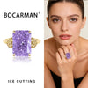 Bocarman Rectangular Ice Cut Mint Green Cubic Zirconia Copper Ring For Women Vintage Engagement Wedding Adjustable Jewelry - Image 24