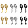 2pcs Women Men's Stainless Steel Dropping Earrings Black/Silver Color Star Moon Gothic Punk Rock Style - Image 1