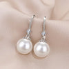 Silver Long Pearl CZ Dangle Earrings For Women Engagement Wedding Graceful Accessories Earring Gift - Image 5