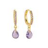 Multicolor Zircon Water Drop Small Hoop Earrings for Women Stainless Steel Pendant Piercing Earrings - Image 29