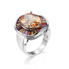 Statement Bridal Big Round Colorful CZ Finger Silver Rings Champagne Cubic Zircon Jewelry for Women Party Gift - Image 3