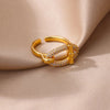Stainless Steel Oval Hollow Zircon Open Rings For Women Gold Color Wedding Aesthetic Ring Summer Jewelry Accessories Bff - Image 4