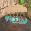 Boho Vintage Bronze Earrings Set Geometric Statement Dangle Earrings with Turquoise Wipe Green Workmanship Daily Wear Versatile - Image 7