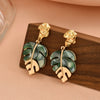 Creative Green Resin Leaf Hollow Pendant Earrings for Women Gold Color Ginkgo Leaf Personality Earrings Party Jewelry - Image 7